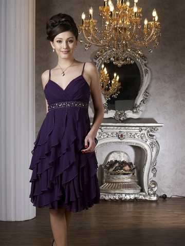 Kurzes Lautinel Chiffon Abendkleid Cocktailkleid Gr.36. Brombeer